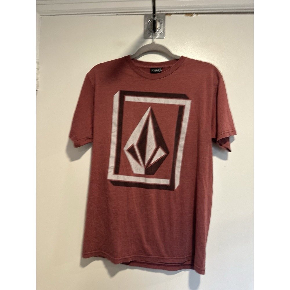 Volcom Y2K Skater Geometric Stone Logo Tee Sz:M Red Streetwear Cotton Blend